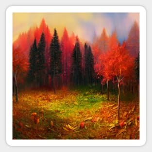 Imagine psychedelic autumn forest, Sticker